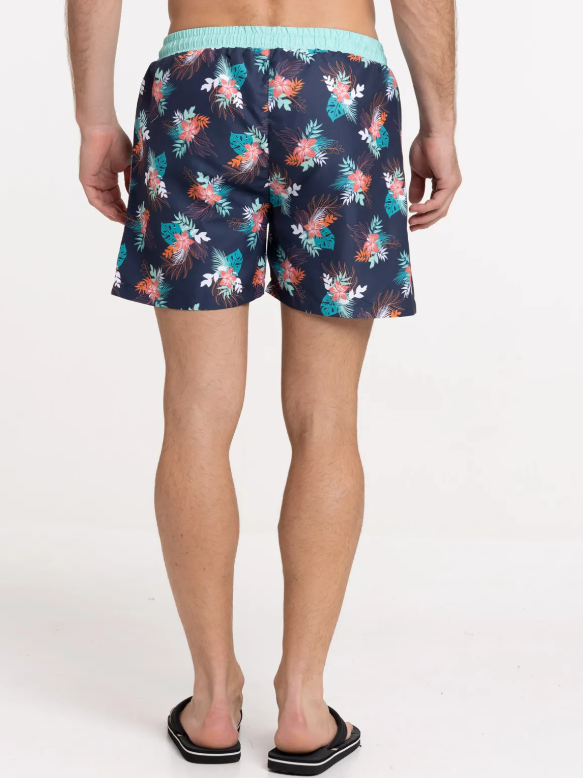 Short de bain motif feuillage homme