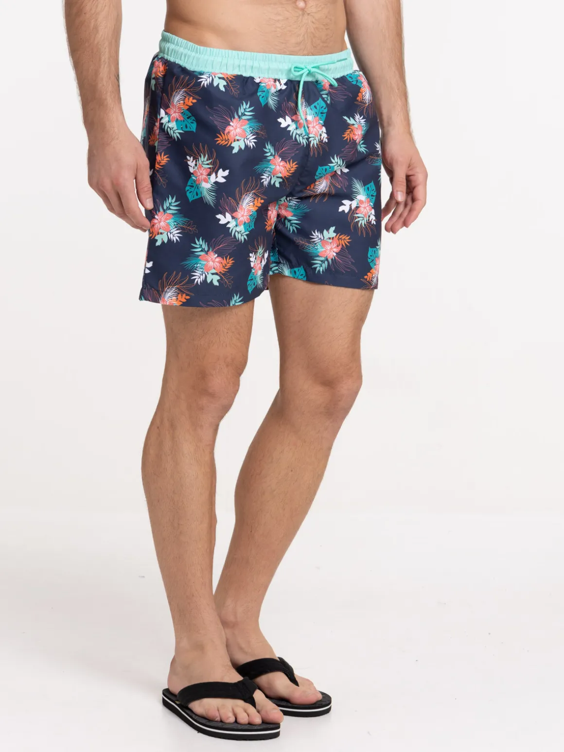 Short de bain motif feuillage homme