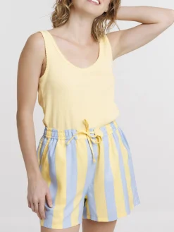 Short de nuit à rayures femme