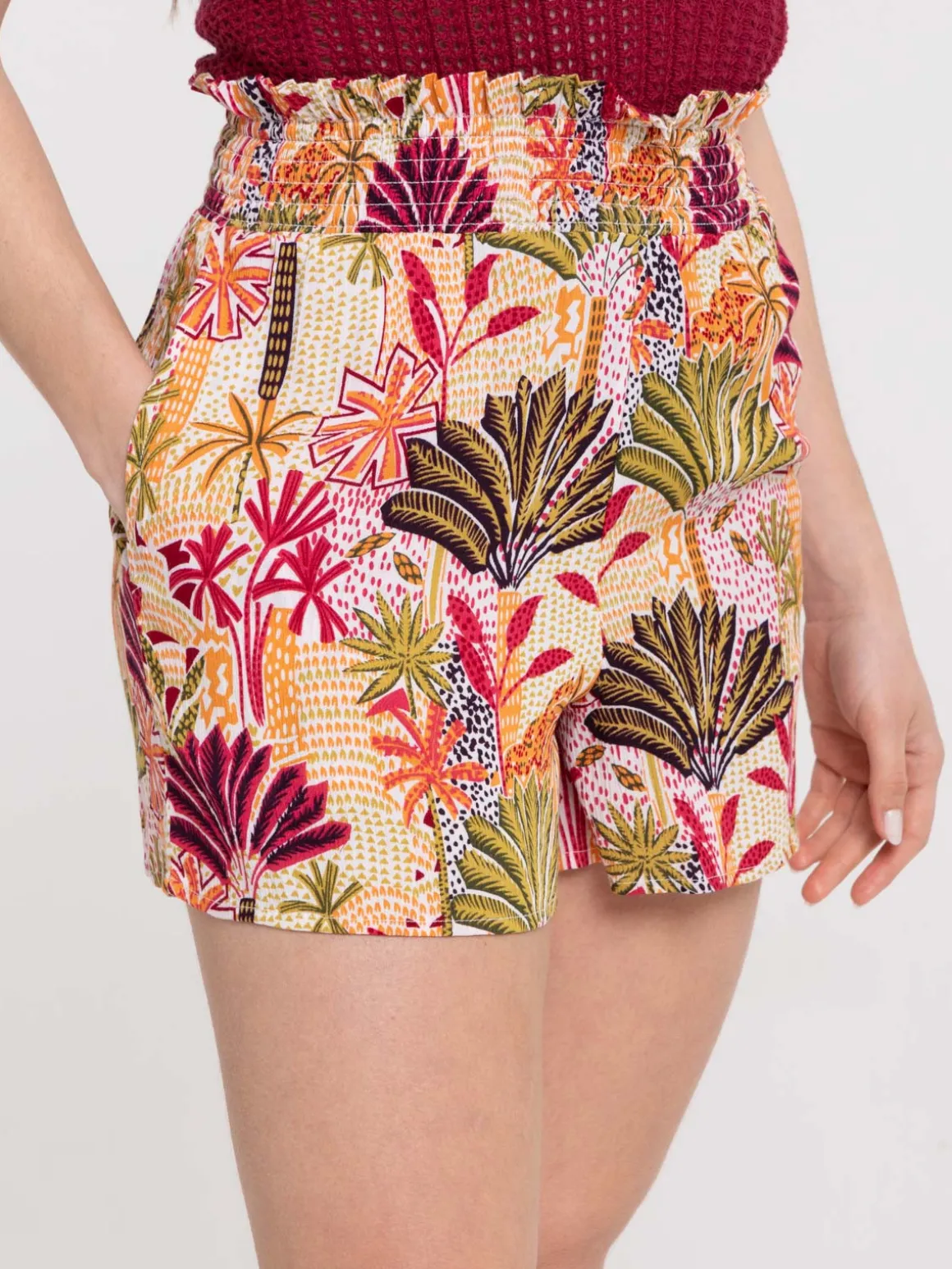 Short fluide imprimé floral femme