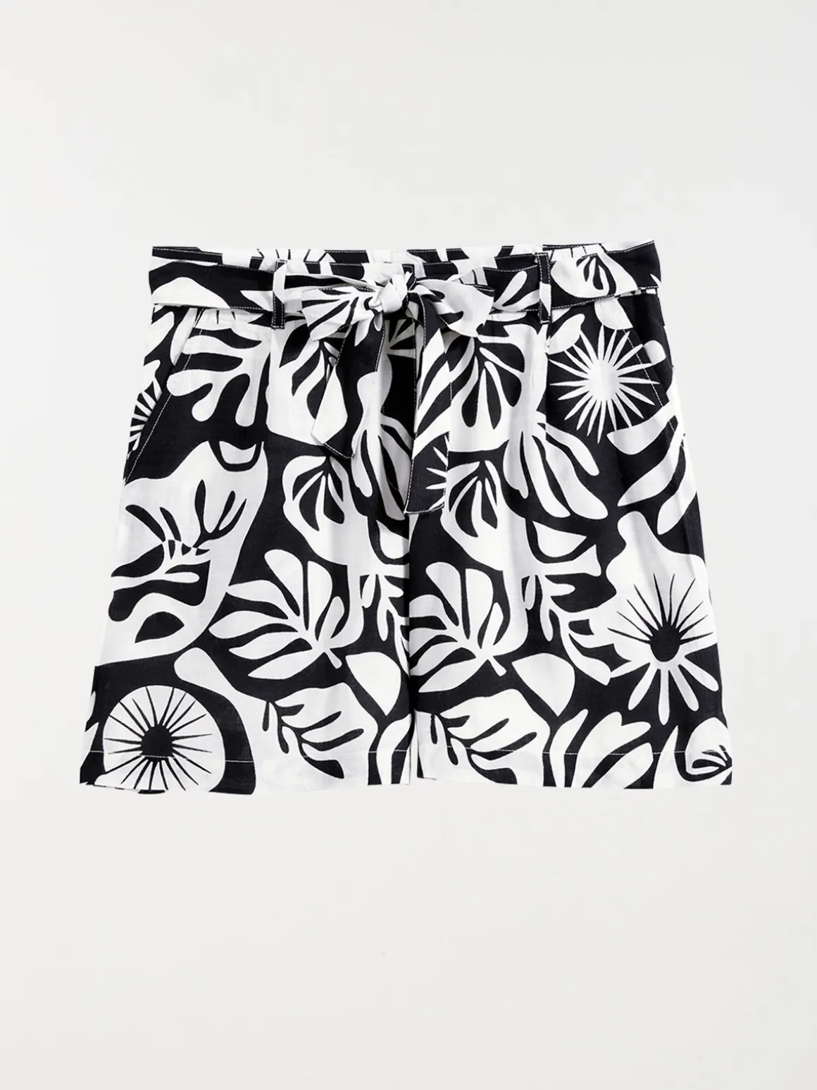 Short imprimé noir et blanc femme