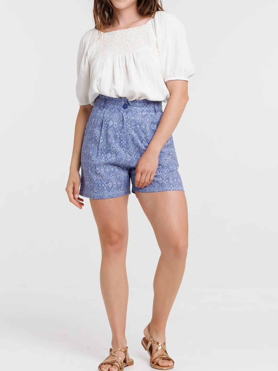 Short imprimé sunset blue femme