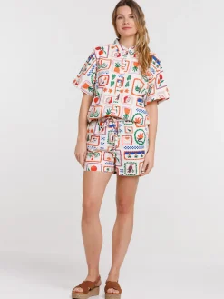 Short imprimé timbre all over femme
