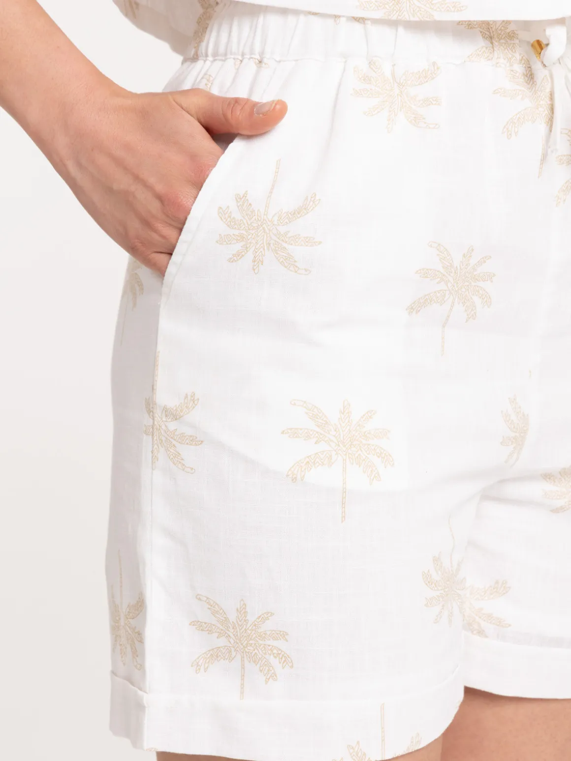 Short motif palmier taille haute femme