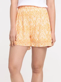 Short plissé imprimé femme