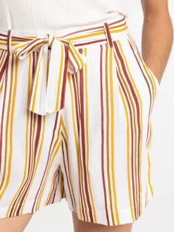 Short rayé avec ceinture à nouer femme