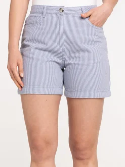 Short rayé ceinturé femme