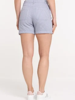 Short rayé ceinturé femme