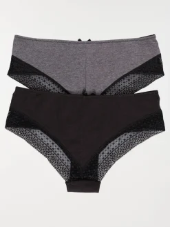Shorties noir et gris chiné femme (S-XL)