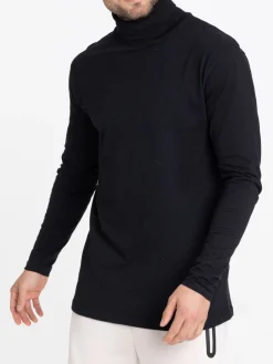 Sous-pull noir 100% coton homme
