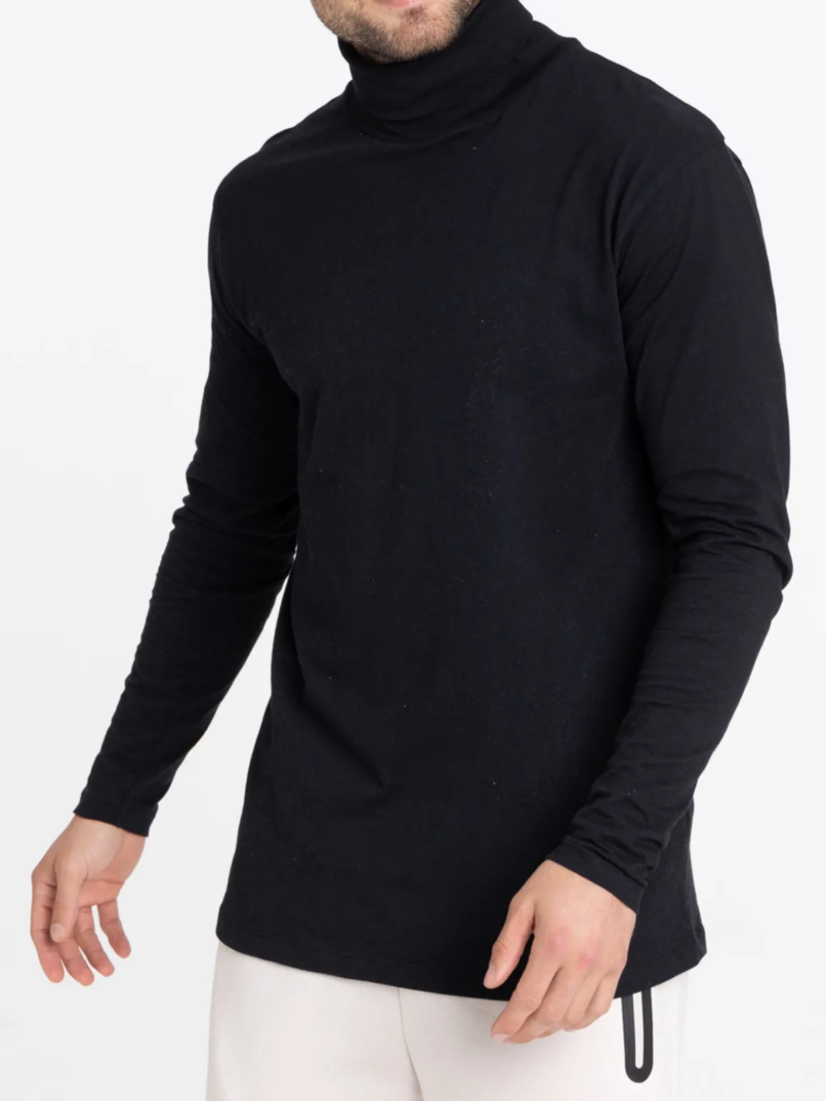 Sous-pull noir 100% coton homme