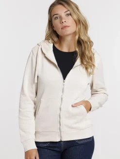 Sweat à capuche beige grisé femme