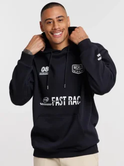 Sweat à capuche noir imprimé homme