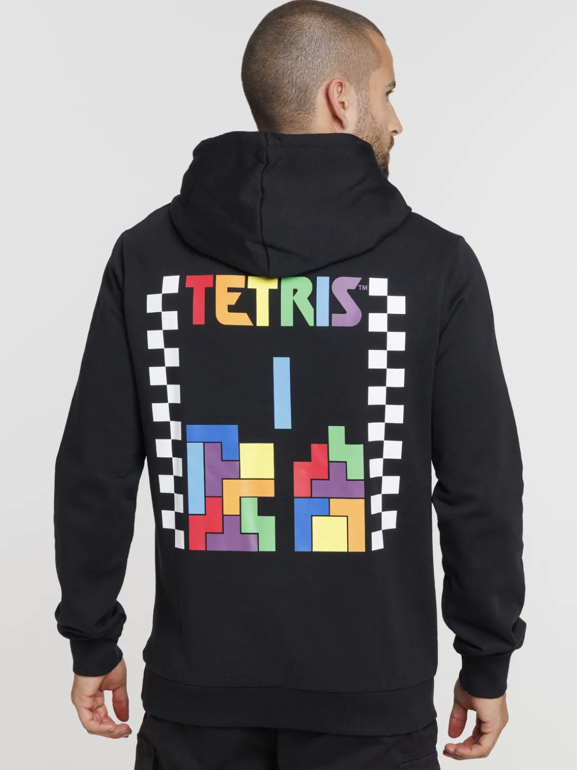 Sweat à capuche noir Tétris homme