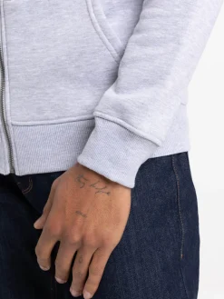 Sweat à capuche zippé gris chiné homme