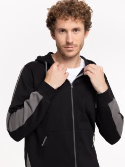 Sweat à capuche zippé noir homme