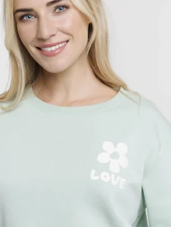 Sweat à message fleur femme