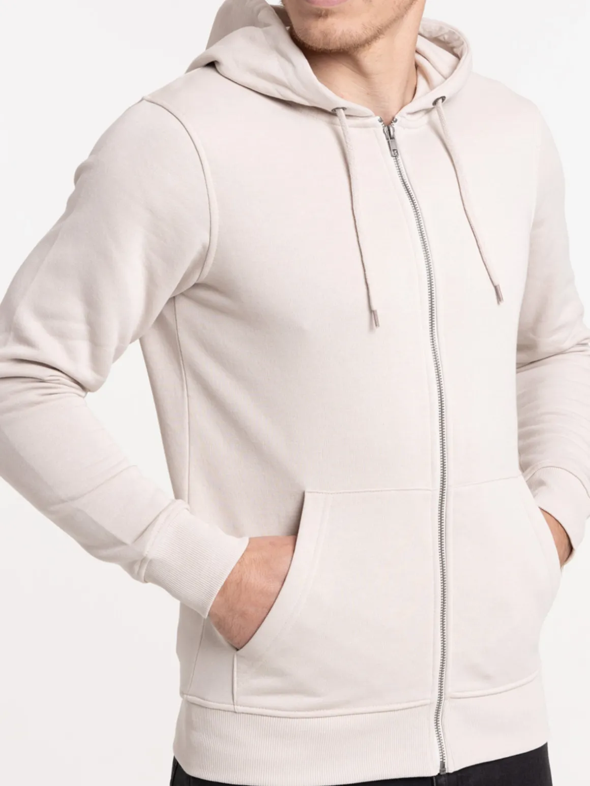 Sweat capuche homme coloris craie