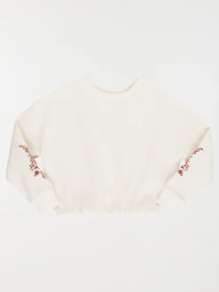 Sweat fleurs brodées fille (3-12A)