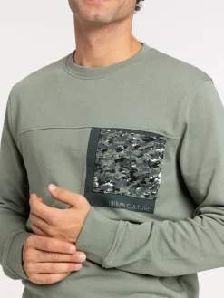 Sweat poche militaire vert camou homme