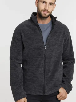 Sweat polaire zippé gris chiné homme
