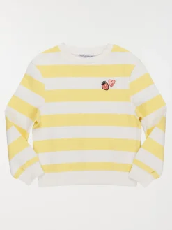 Sweat rayé motif fraise fille (3-12A)