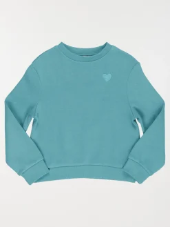 Sweat uni motif coeur fille (3-12A)