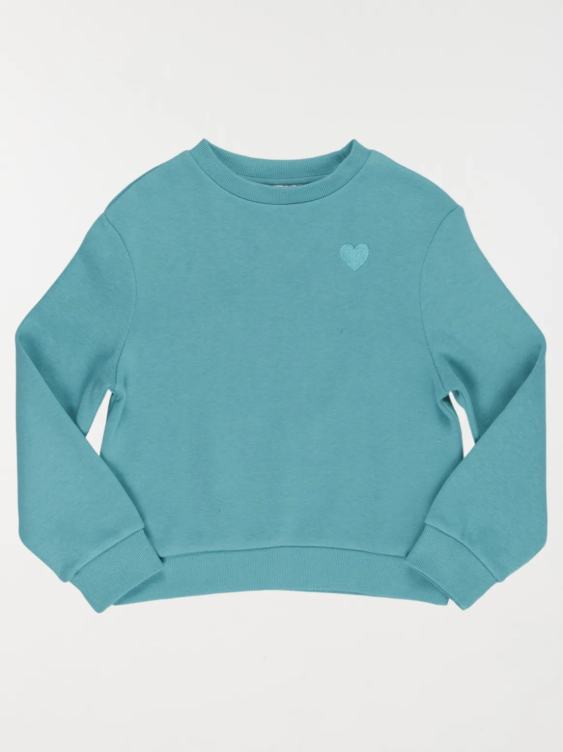 Sweat uni motif coeur fille (3-12A)