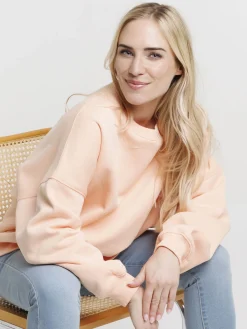 Sweat uni orange sorbet femme