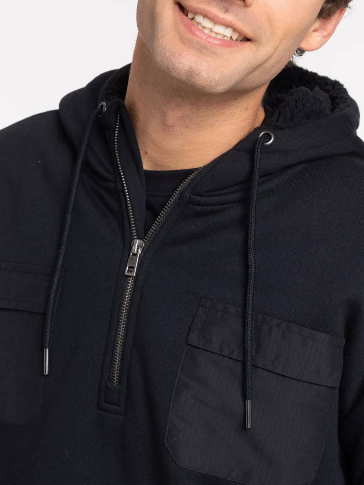 Sweat zippé capuche noir homme