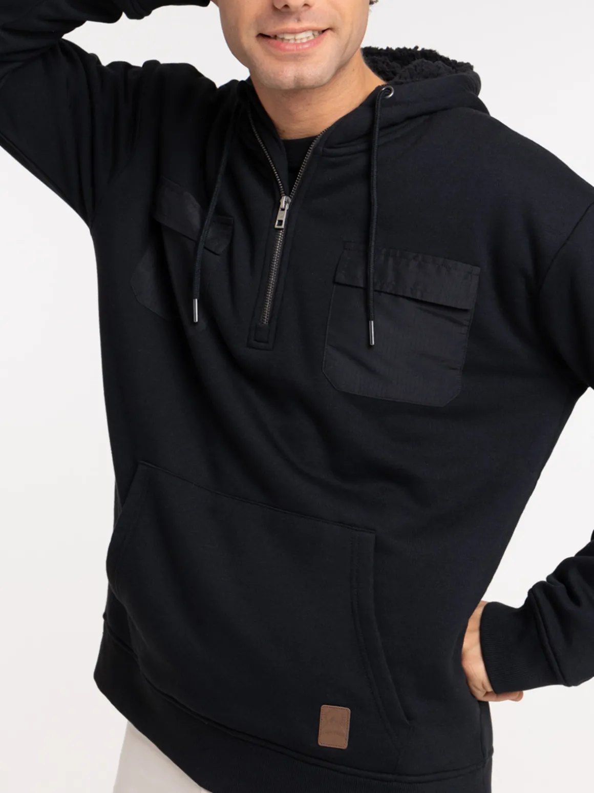 Sweat zippé capuche noir homme