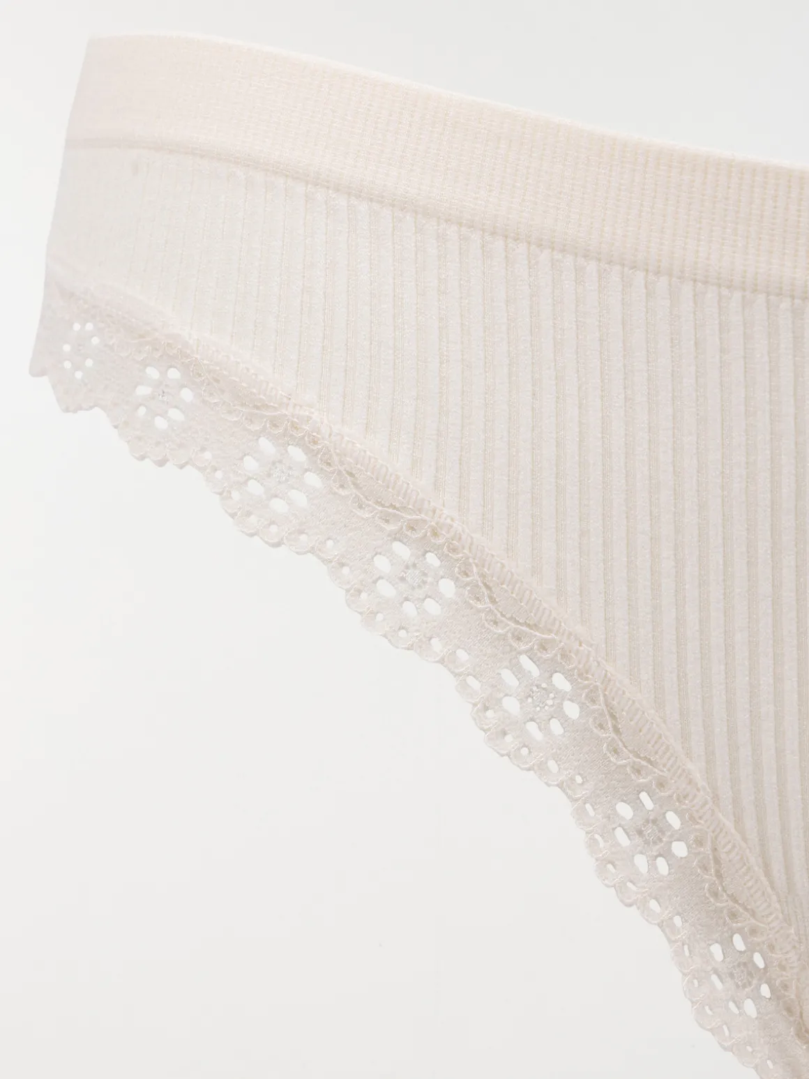 Tanga côtelé ivoire femme