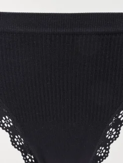 Tanga côtelé noir femme