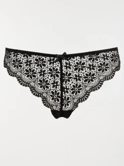 Tanga dentelle noire femme (S-XL)