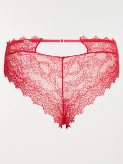 Tanga dentelle rouge grande taille femme
