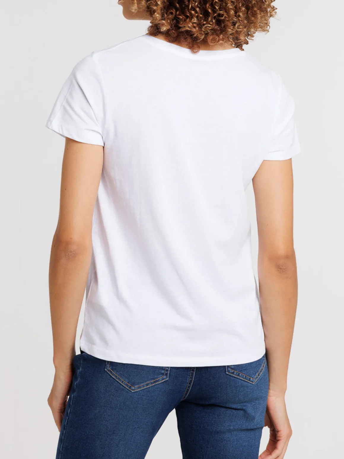 Tee-shirt blanc col V femme