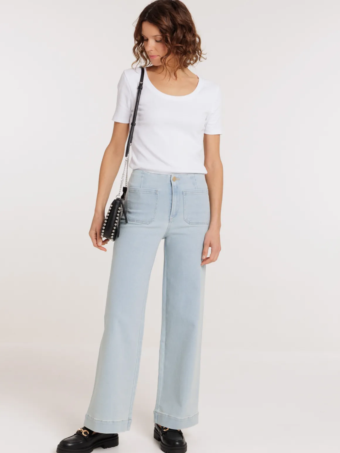 Tee-shirt blanc cotélé femme
