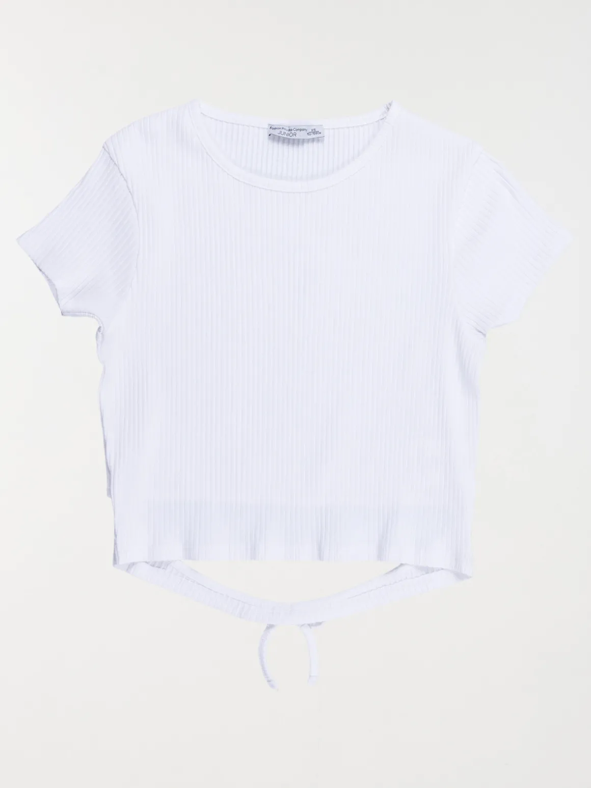 Tee-shirt blanc côtelé fille (XXS-M)