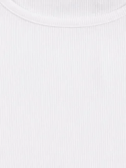 Tee-shirt blanc côtelé fille (XXS-M)