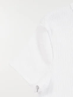 Tee-shirt blanc côtelé fille (XXS-M)