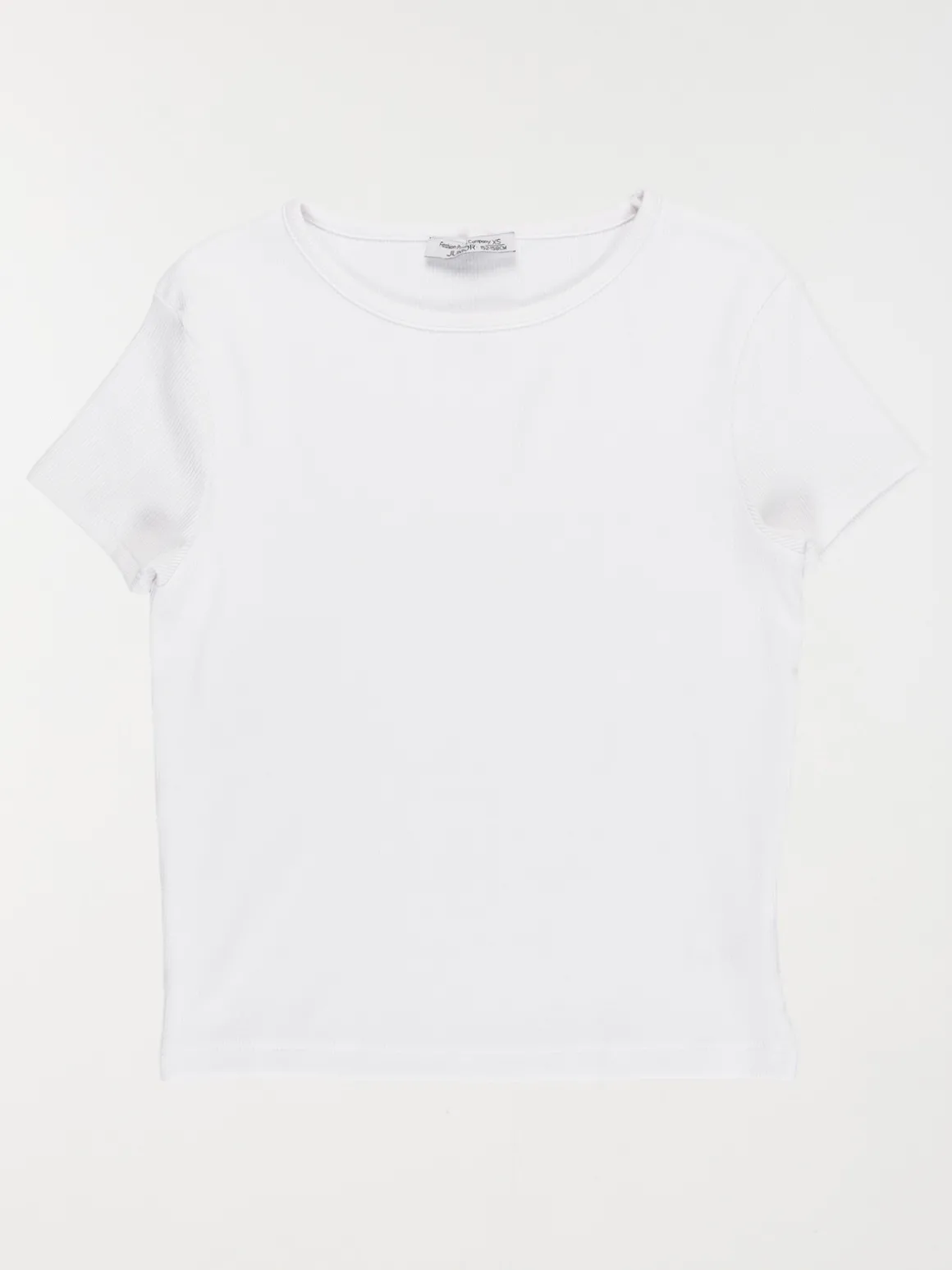 Tee-shirt blanc côtelé fille (XXS-M)