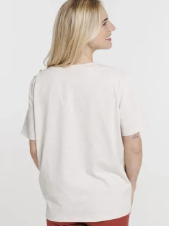 Tee-shirt boutons épaule gauche femme