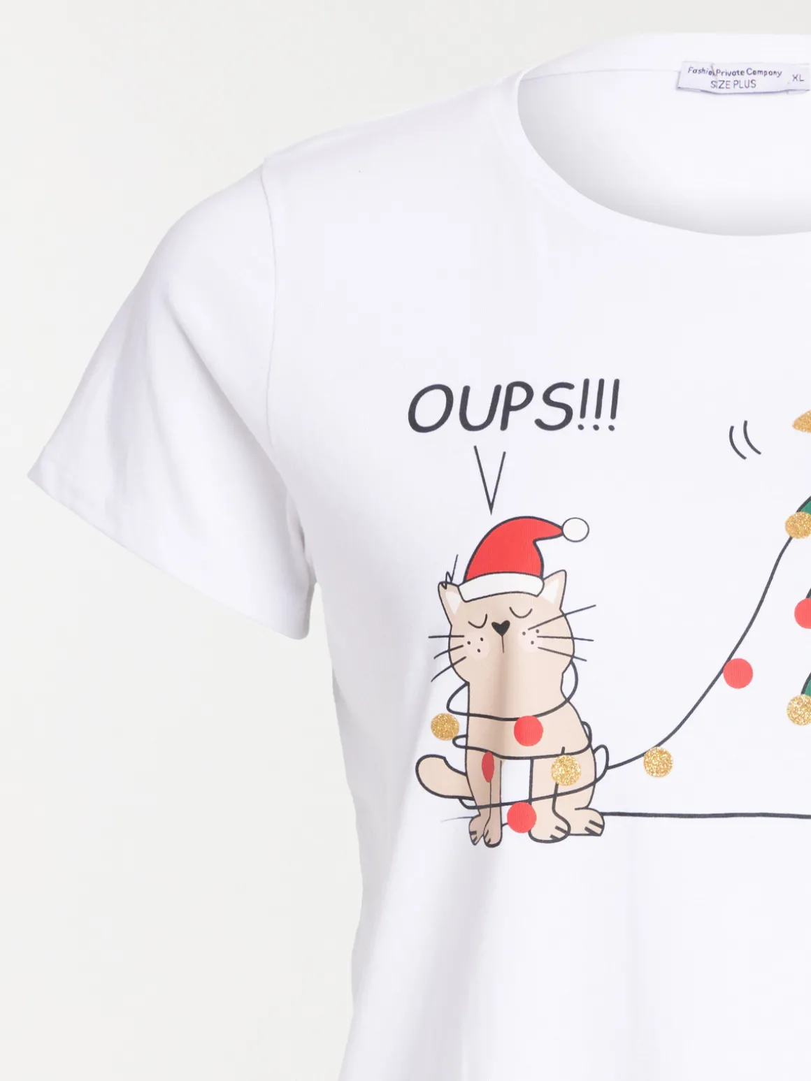 Tee-shirt chat Noël grande taille femme