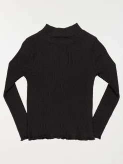 Tee-shirt col montant noir fille (3-12A)