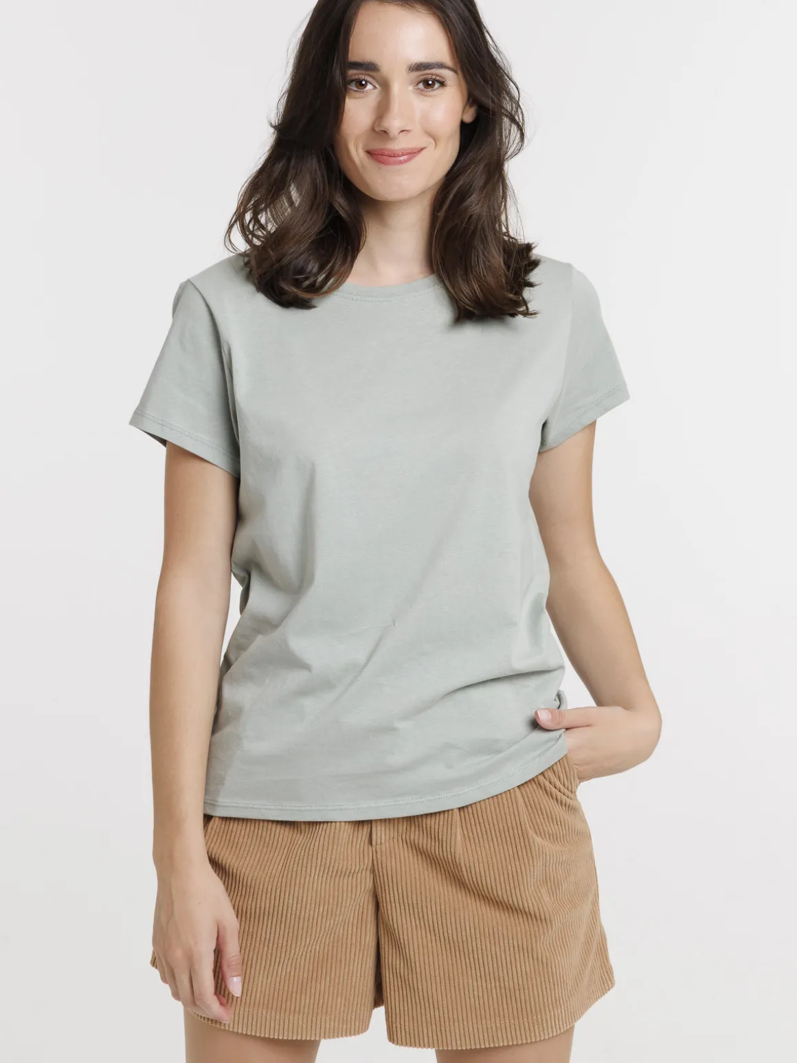 Tee-shirt col rond glaise femme