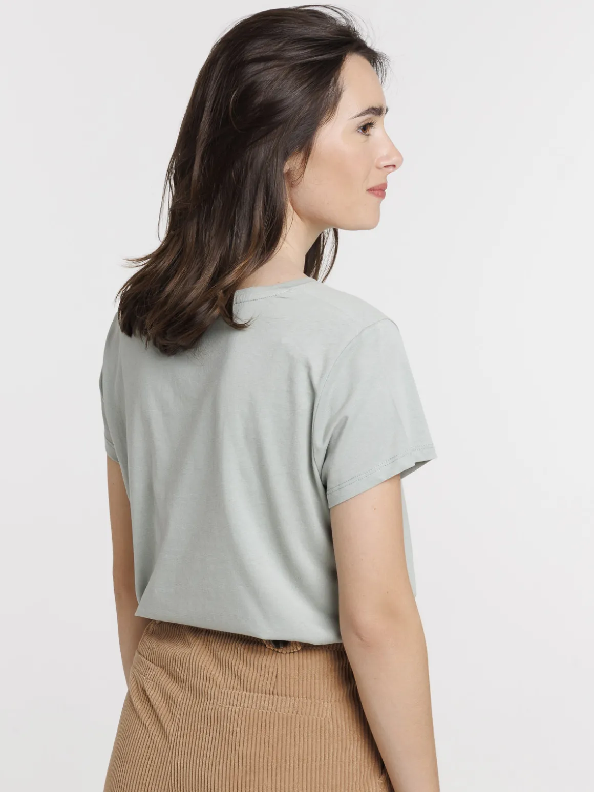 Tee-shirt col rond glaise femme