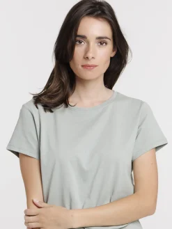 Tee-shirt col rond glaise femme