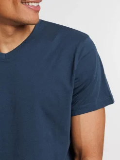 Tee-shirt col V bleu nuit homme