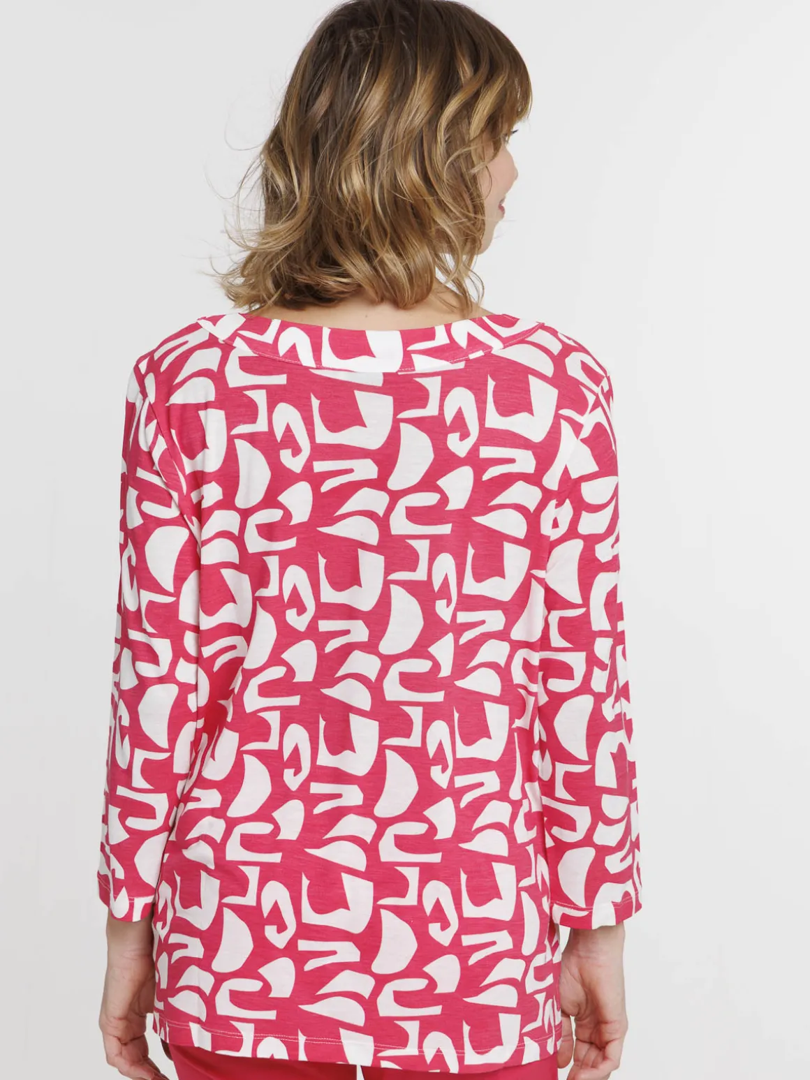 Tee-shirt col V rose fiesta femme
