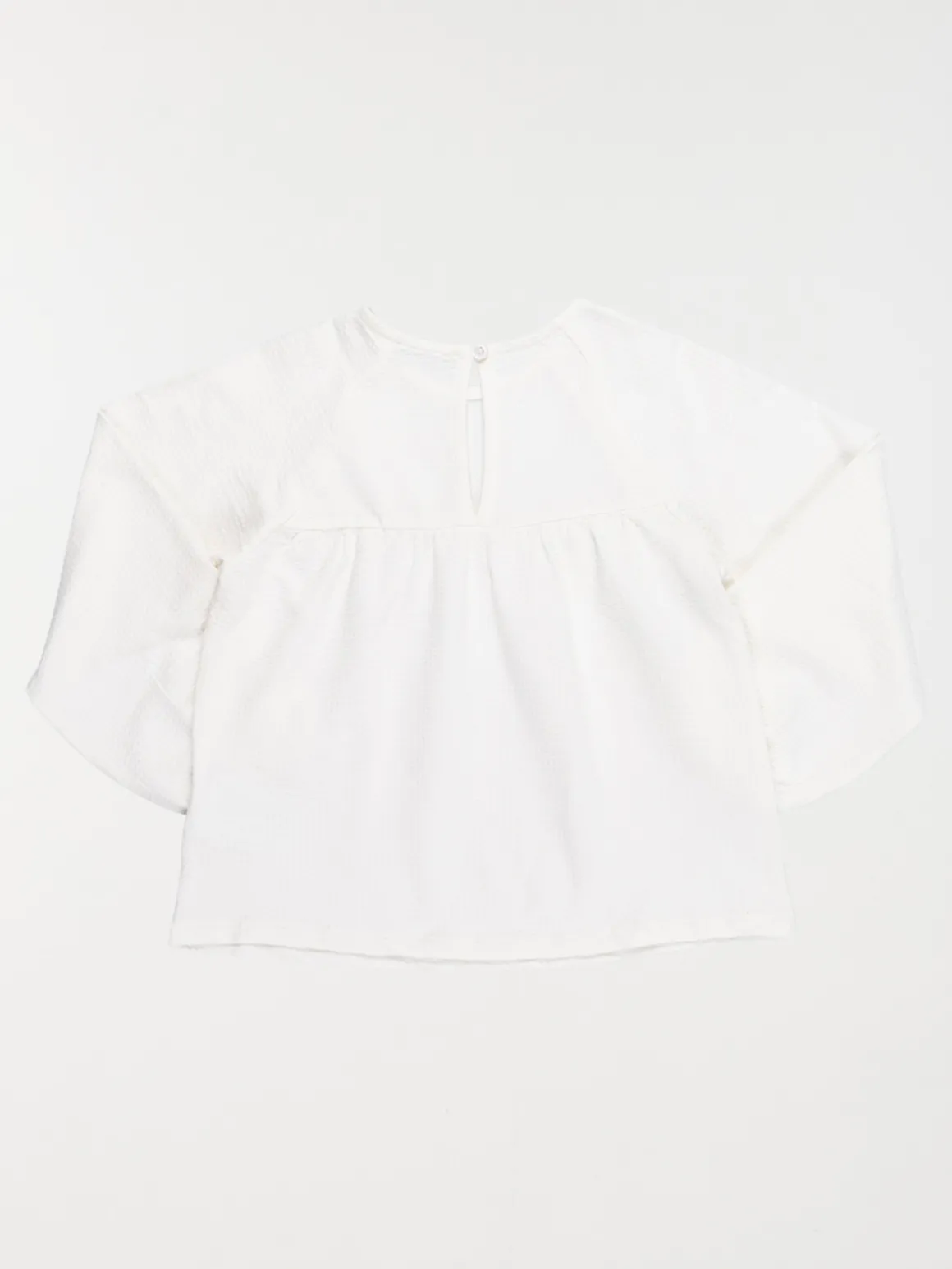 Tee-shirt écru bouton dos fille (3-12A)